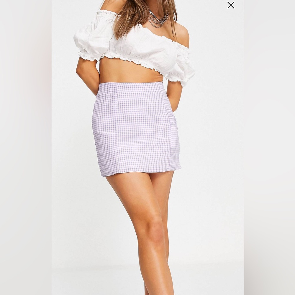 Lilac Gingham Mini Skirt ASOS